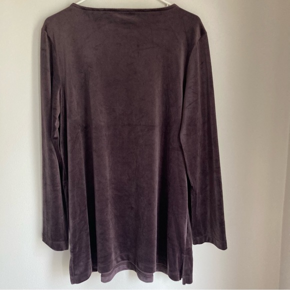 J. Jill Pure Jill Women’s velvet long sleeve crew shift dress tunic plum large! - Picture 5 of 9